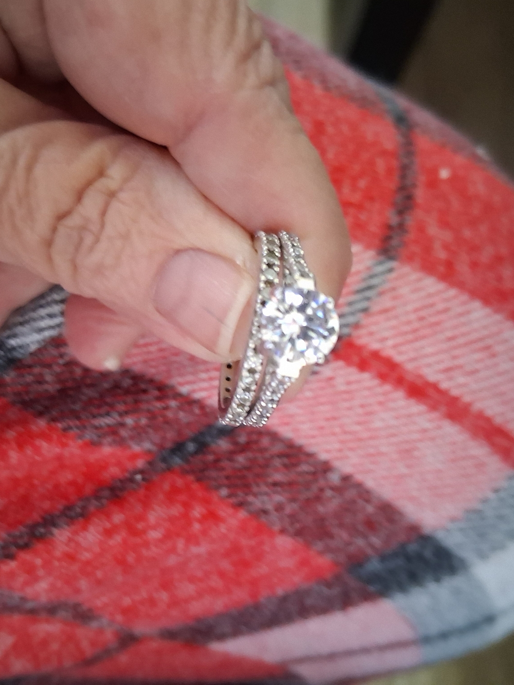 Sterling Silver Round-Cut CZ Bridal Ring Set - White